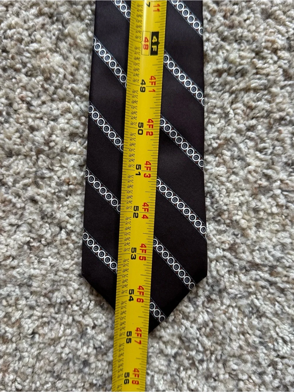 Yves Saint Laurent Men’s Silk Tie Brown/White Striped Woven Pointed Classic
